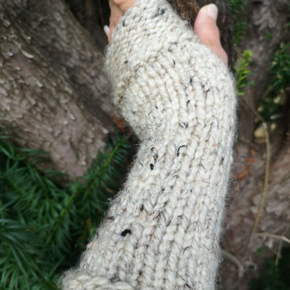 Medieval Outlander Style Handmade Fingerless Knit Gloves Arm Warmer Wool… - Picture 1 of 9